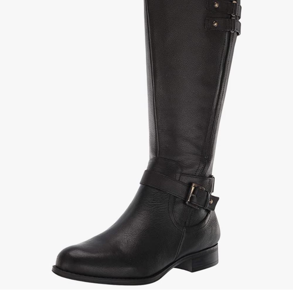 NATURALIZER WOMENS  JACKIE KNEE HIGH BLACK LEATHER BOOTS